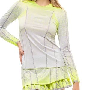 Lucky in love played it up neon yellow long sleeve top extra-large new with tags